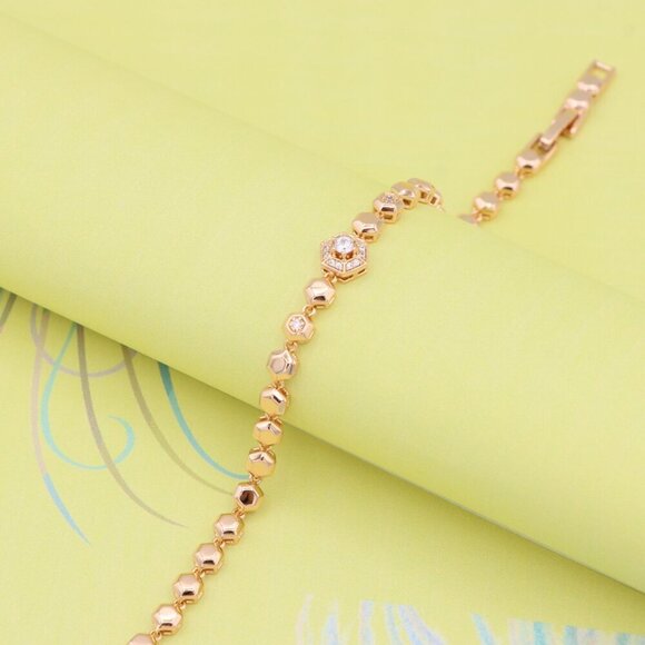 "Hexagon Rose Gold Bracelet with Crystal Detail, XPBL0980 - Picture 5 of 13